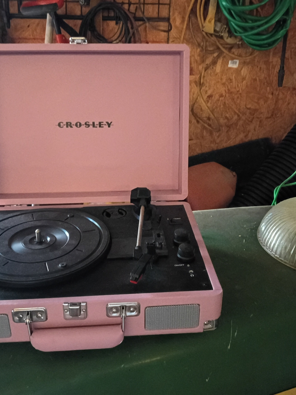 Crosley Pink Portable Suitcase Record Player with Built-In Speakers